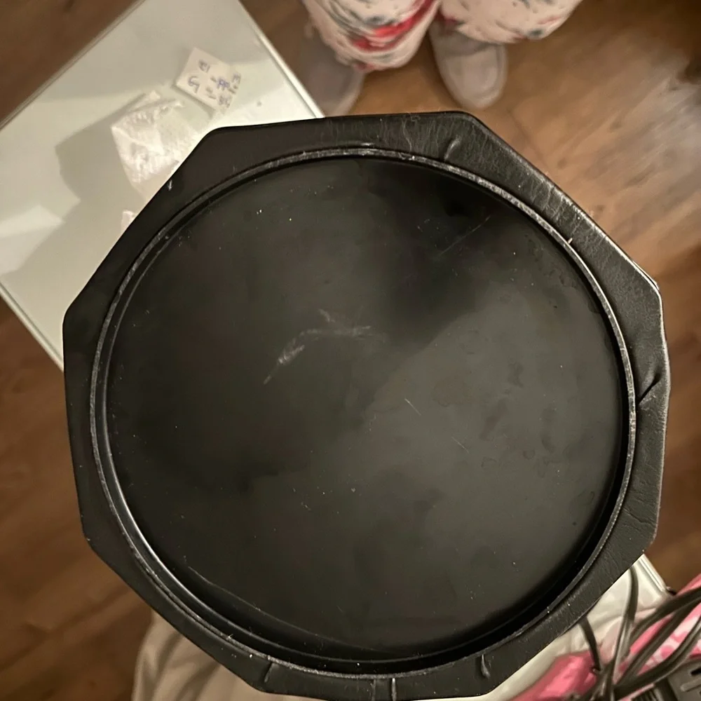 Vintage Faux Black Leather Ice Bucket with Chrome Trim